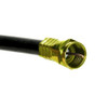 Eagle 1' FT Quad RG6 Coaxial Cable Black with Gold F-Connectors Installed Each End Quad Shielded RG-6 Jumper 75 Ohm with F Connectors, CATV Quad Shielded High Resolution