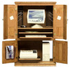 Eagle 37 x 57" Computer Armoire Walker Hill Classic Oak Deluxe Home Office Executive Workstation with 2 Tall Bi-Fold and 2 Small Raised Panel Wood Doors, CPU Storage, Printer Pull-Outs and Available in All Stain Finishes, Part # E-16422