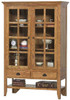 Eagle 49.75 x 74" Curio Cabinet Hampton Bay Sedona Solid Hardwood Home Furniture Glass Hutch with Brushed Black Hardware, Straight Leg Design, 2 Adjustable Shelves, 2 Drawers and Open Bottom Display, Part # E-7001