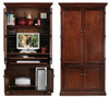 Eagle 38.25 x 71.25" Computer Armoire Hollister Coastal Solid Wood Home Office Furniture Double Hutch with 4 Bead Board Cabinet Doors, CPU Storage, Printer Pullout Tray, Available in All Paint Finish Options, Shown in Caribbean Rum, Part # E-72415