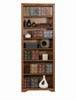 Eagle 32 x 84" Ivy League Oak Ridge Furniture Transitional Home Office Open Library Style Solid American Hardwood Bookcase with 5 Adjustable and 1 Fixed Shelves, Fluted Detail, Part # E-93384