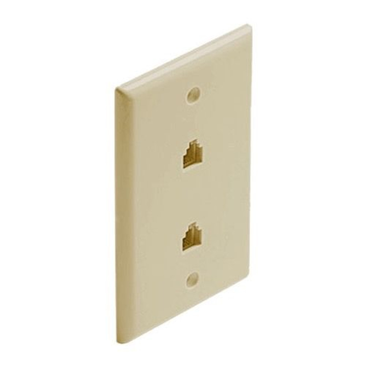 Steren 300-214IV 4-Conductor Flush Wall Plate Ivory UL 6P4C RJ11 Face Plate Dual 2-Port Telephone Wall Plate RJ-11 Jack Modular 4 Conductor Duplex Audio Signal Data Line Cord Plug, 2 Outlets, Part # 300214-IV