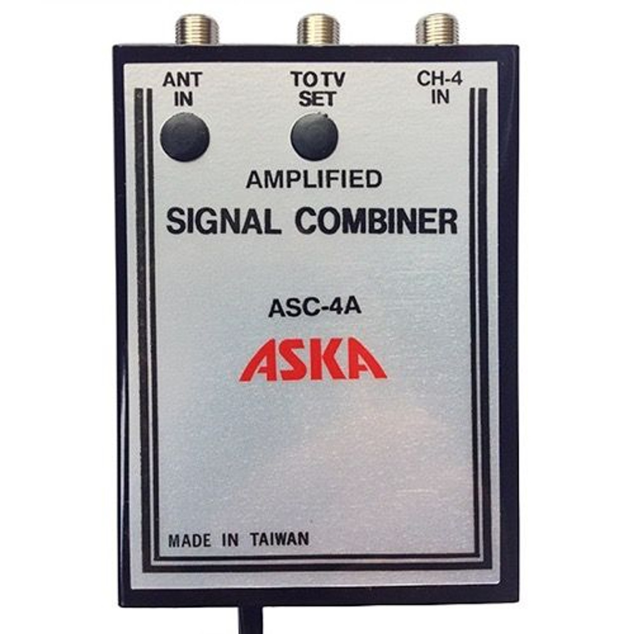 Channel 4 Signal Combiner Amplified 15 dB Video Modulator ASC-4A, CH-4 Adjustable Gain Satellite TV Dish Off-Air TV Antenna UHF / VHF Video Distribution, Part # ASKA ASC4A