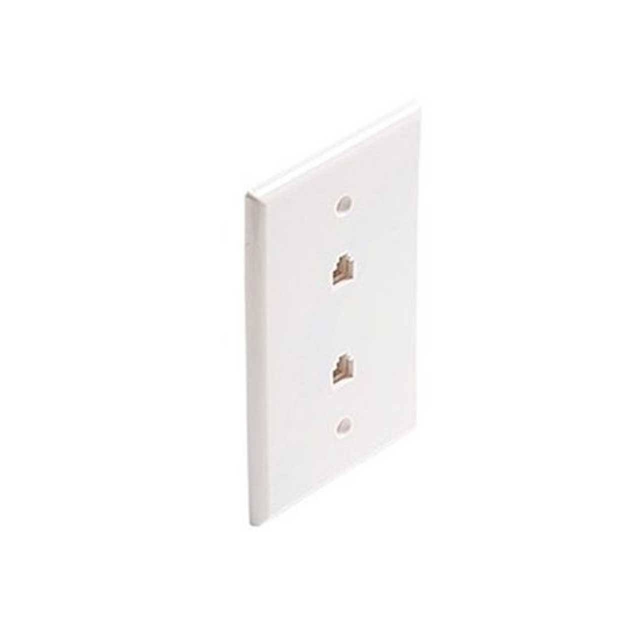 Eagle Dual Telephone Wall Plate White RJ12 6 Conductor Wire Jack 2 Port Decora Duplex Flush Mount Modular Double Data Line Twin Outlet Plug Jack Cover