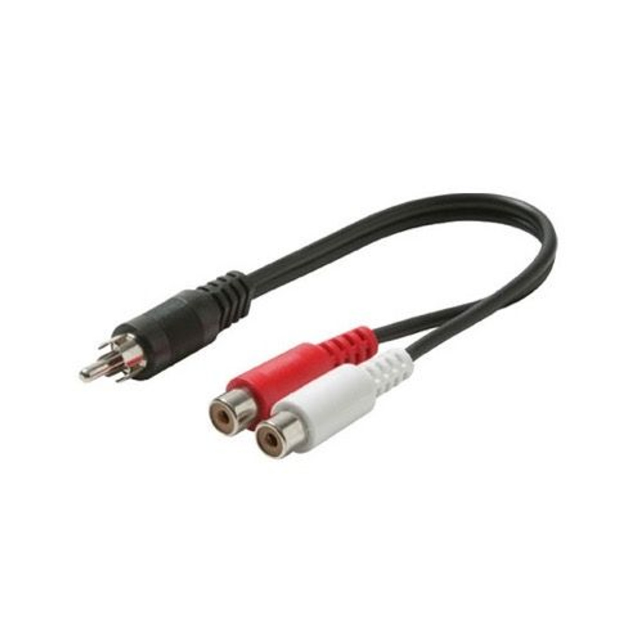 Steren 255-010 Audio Splitter Male RCA to F RCA Y Adapter 6" Audio Video Cord Divider Stereo Signal Dual Receiver Plug Connector Patch Component 2-Way Wire