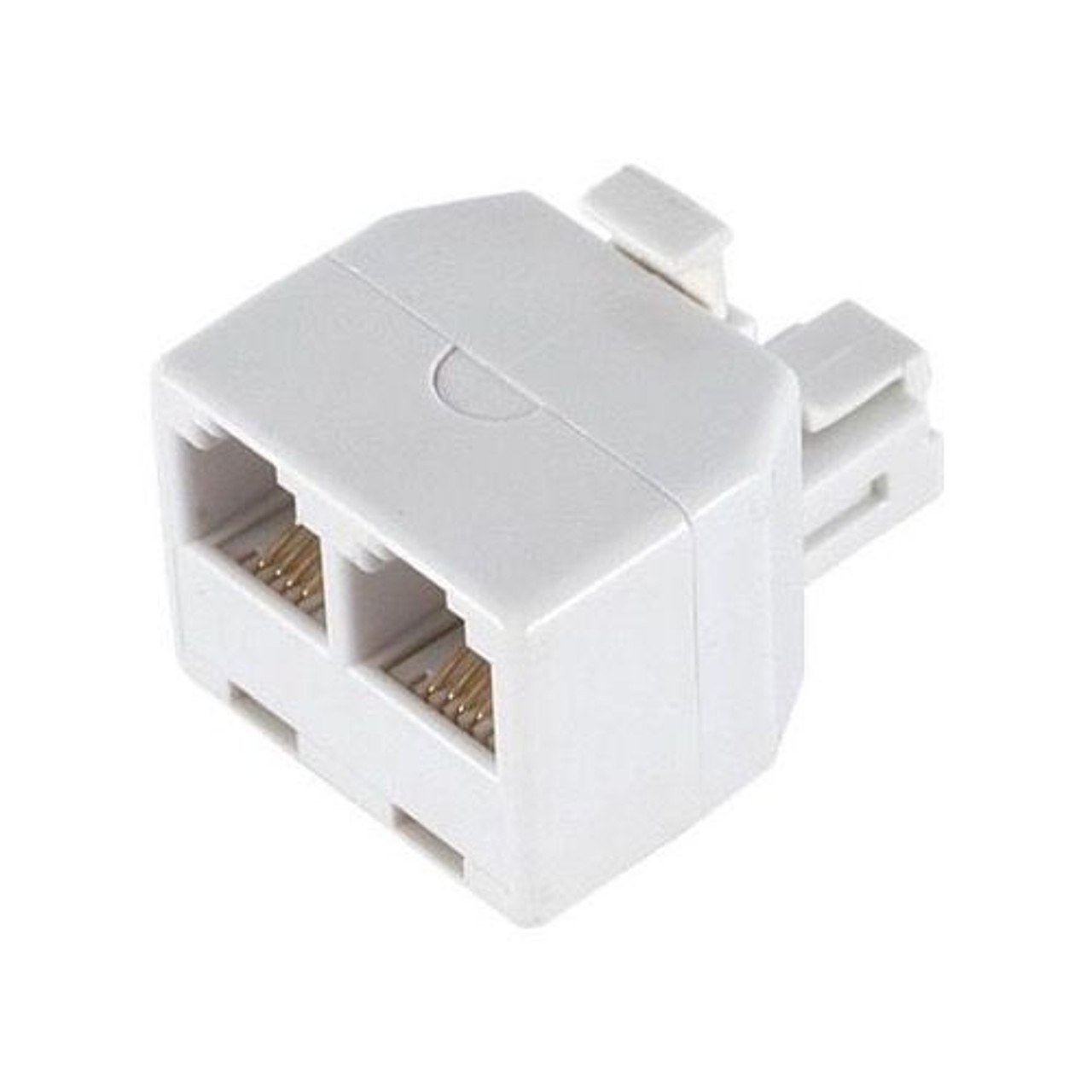 Modular Wall Phone Adapter Dual T Splitter Line RJ11 RJ-11 Twin White 2 Outlet Telephone Plug Jack Duplex Converter Connection Snap-In