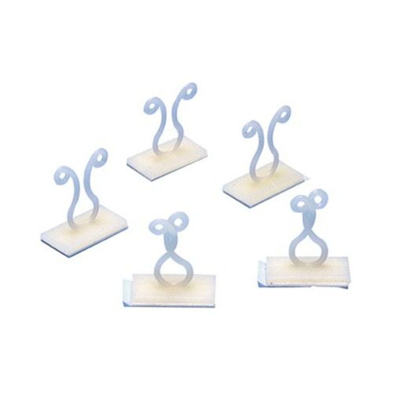 Woods 2705 Cable Twist Clip Fastener Adhesive Pad 5 Pack Audio Video Coax Data Signal Speaker Wire Straps Holder Clip, Ivory