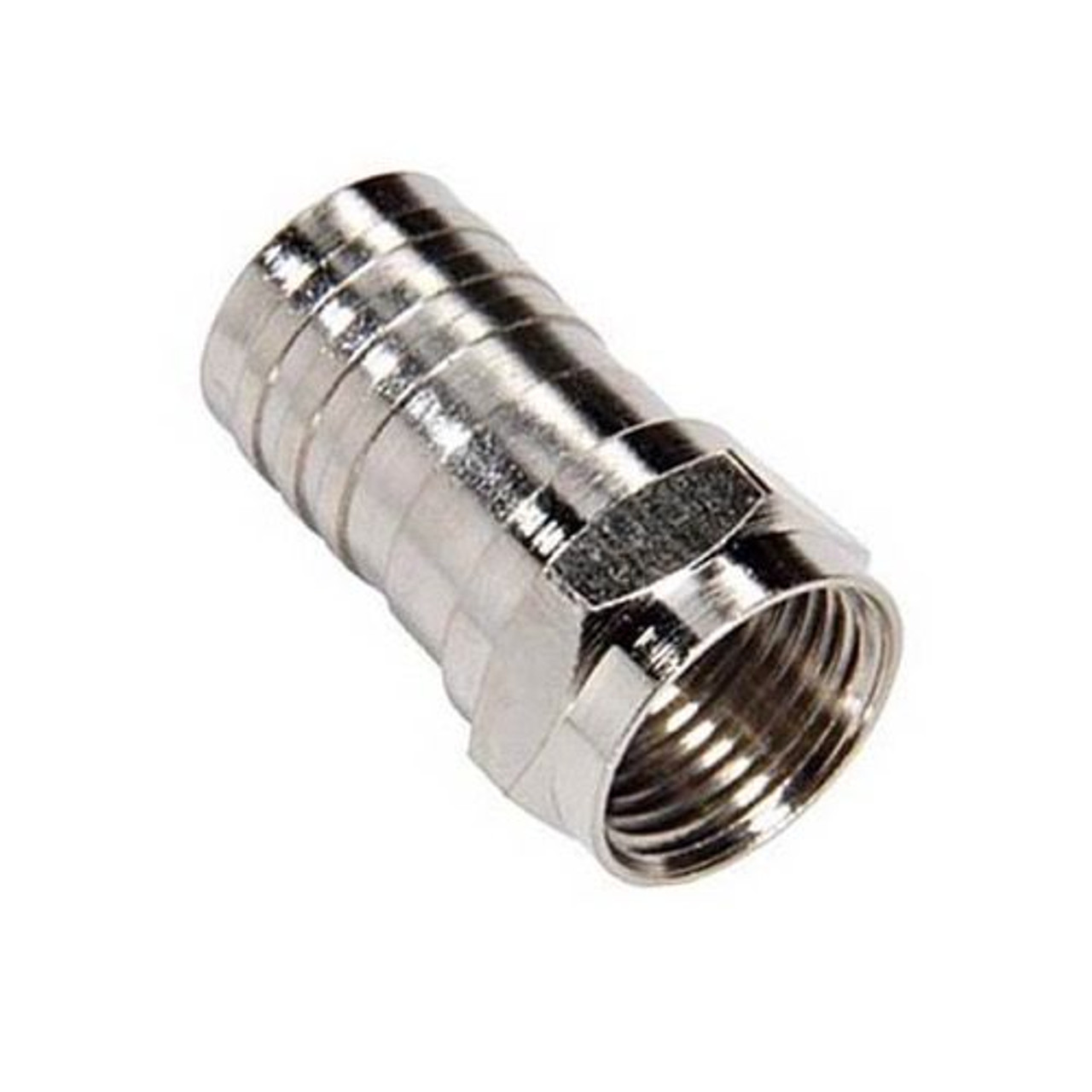 Eagle RG6 F Coax Cable Connector 10 Pack Nickel Crimp-On Hex Satellite TV Antenna Coaxial Video Signal Cable One-Piece Data Connector Plugs for Indoor RG-6