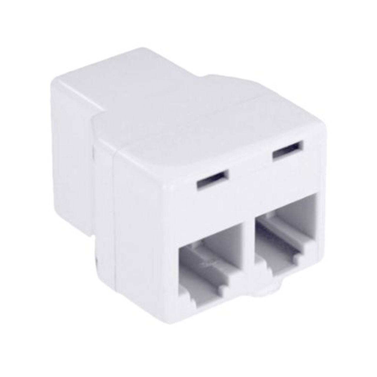 Leviton C0280-W Phone Modular 2-Way Coupler Tee Adapter Splitter White Dual Cord Telephone Line Data Base Plug Extension Divider Connection Jack Adapter, Part # C0280W