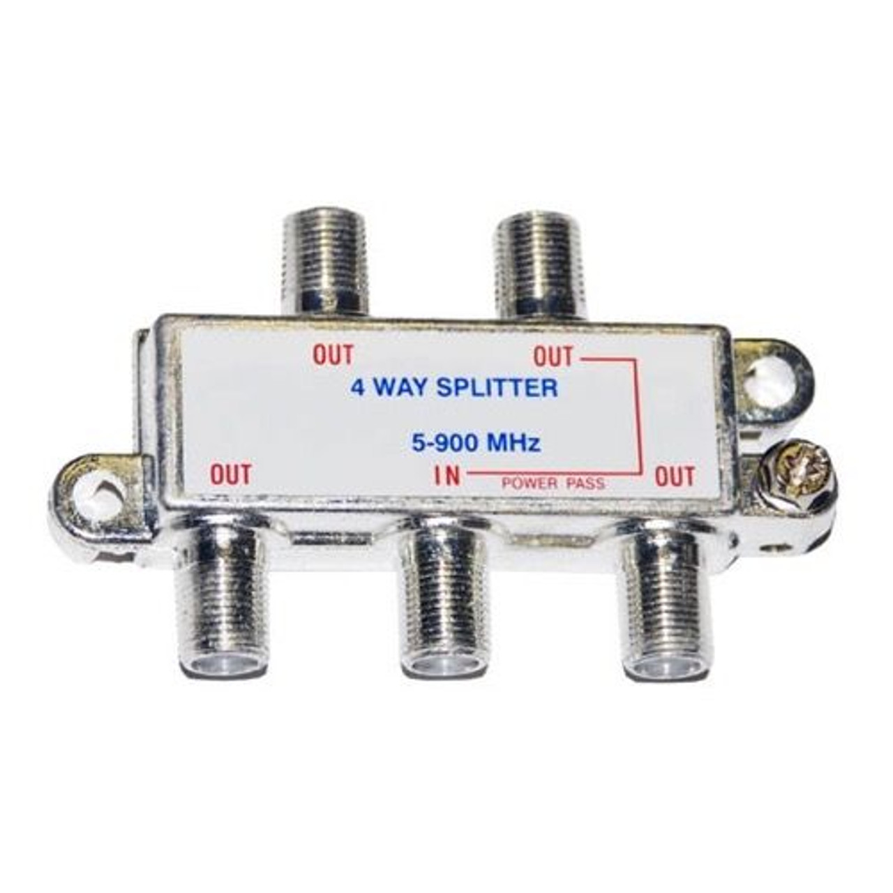 Eagle 4 Way Splitter Video Signal 10 Pack TV Antenna 5-900 MHz with 75 Ohm Coaxial Cable Component Connections, VCR DVD Line Adapter, Part # SPL-4DC