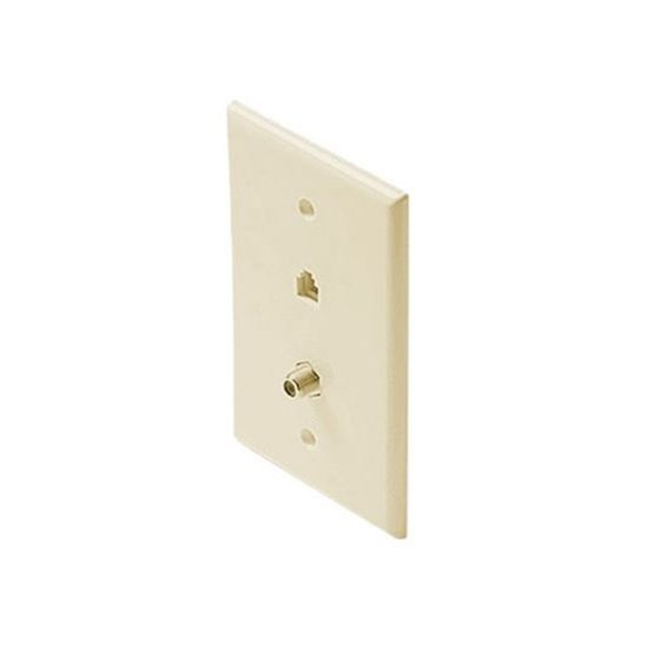 Eagle Wall Plate Phone F Jack Ivory RJ11 Modular F-81 Telephone Coaxial Flush Mount Coax Combo Telephone Gold Connector Combination for TV Signal