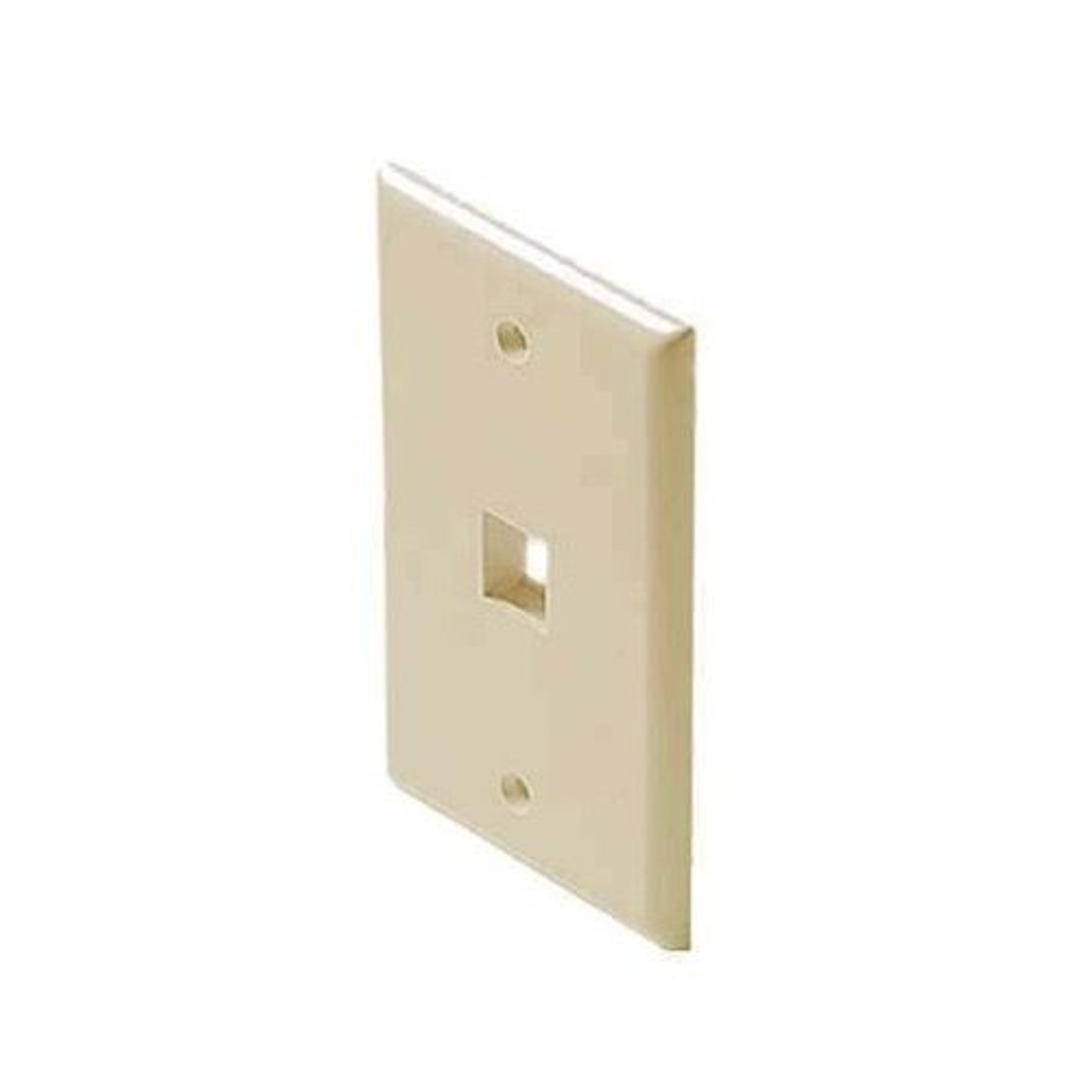 Eagle 1 Port Keystone Wall Plate Ivory Single One Cavity QuickPort Flush Mount, Easy Audio Video Data Junction Component Snap-In Insert Connection