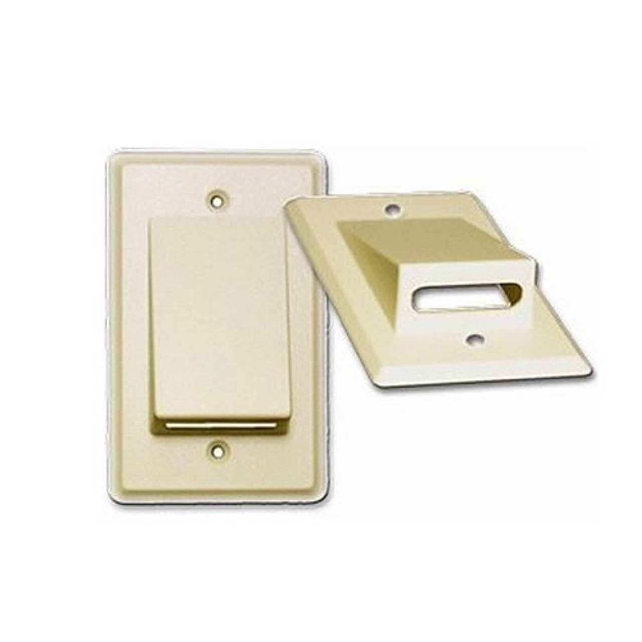 Steren 200-250IV Cable Wall Plate Ivory Single Gang Flat Ribbon Relaxed QuickPort Keystone and Multiple Flush Mount, Audio Video Data Junction Component Wide Pass-Through Opening Slot, Part # 200250-IV