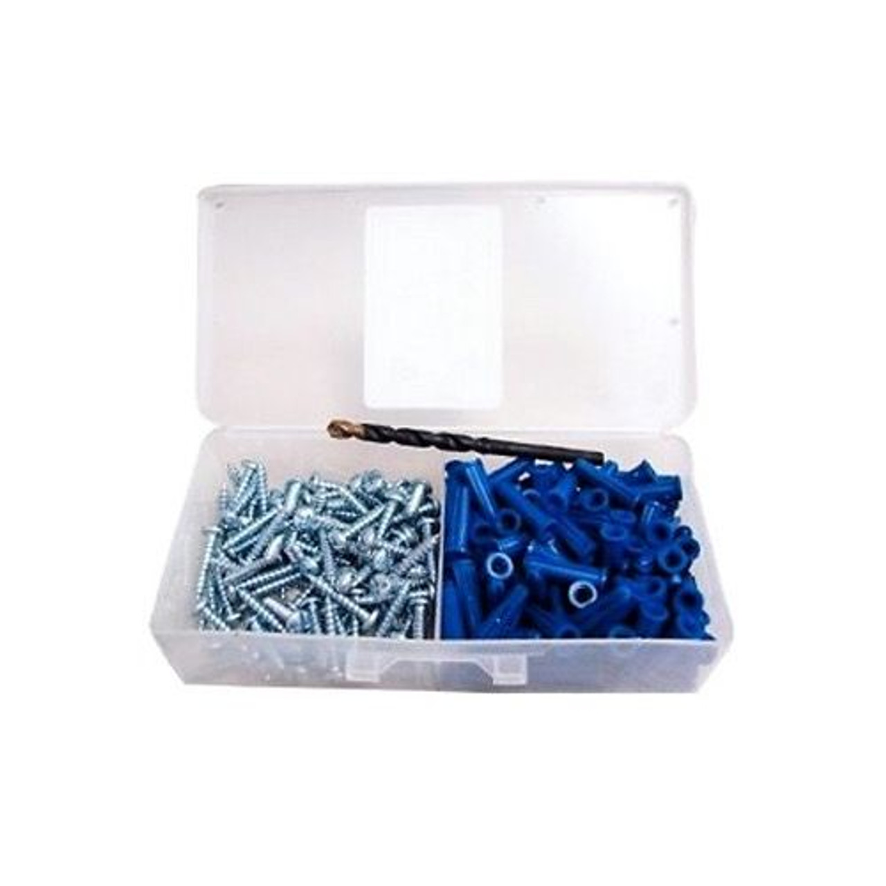 Eagle Masonry Anchor Kit 100 Piece Plastic Concrete Mounting with #8 Screw 3/16" Drill Bit in Plastic Case, Home Improvement Set