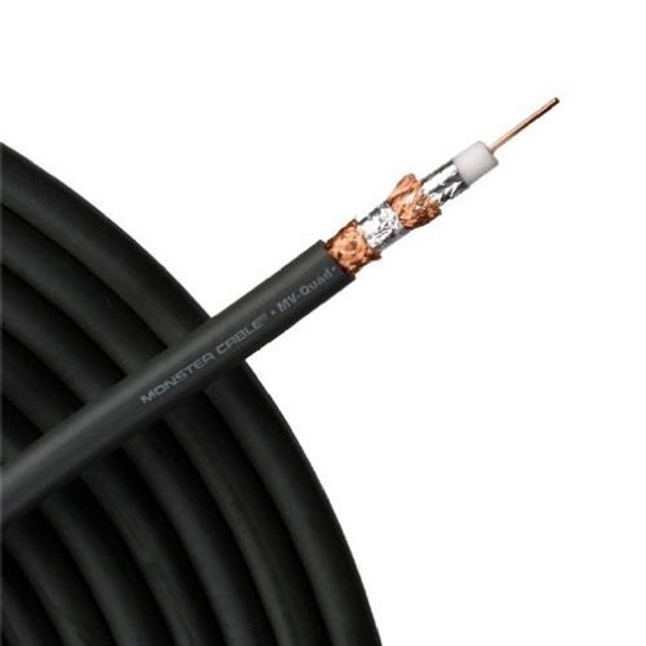 Monster Cable MV Quad RG6 Coax Ultra Flexible Copper Shielded 500' FT EZ500 In-Wall MVQUAD-CL RG-6 Quad Shield Coaxial Cable Digital 75 Ohm Bulk Roll, HDTV High Resolution Coax, UL Listed, Part # MV-QUAD-CL