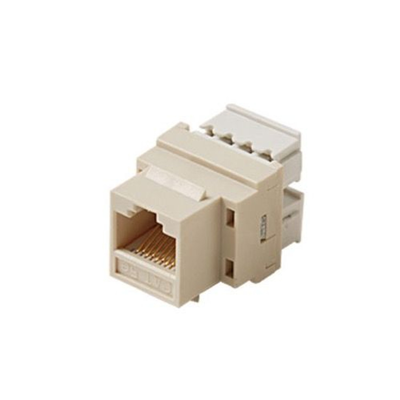 Eagle CAT5E Keystone Jack Ivory Insert RJ45 Punch Down Gold 8P8C Network Cat5e Connector Cat-5e RJ-45 QuickPort 8 Wire Twisted Pair Modular Telephone Wall Plate Snap-In Insert Computer Data Network Telecom