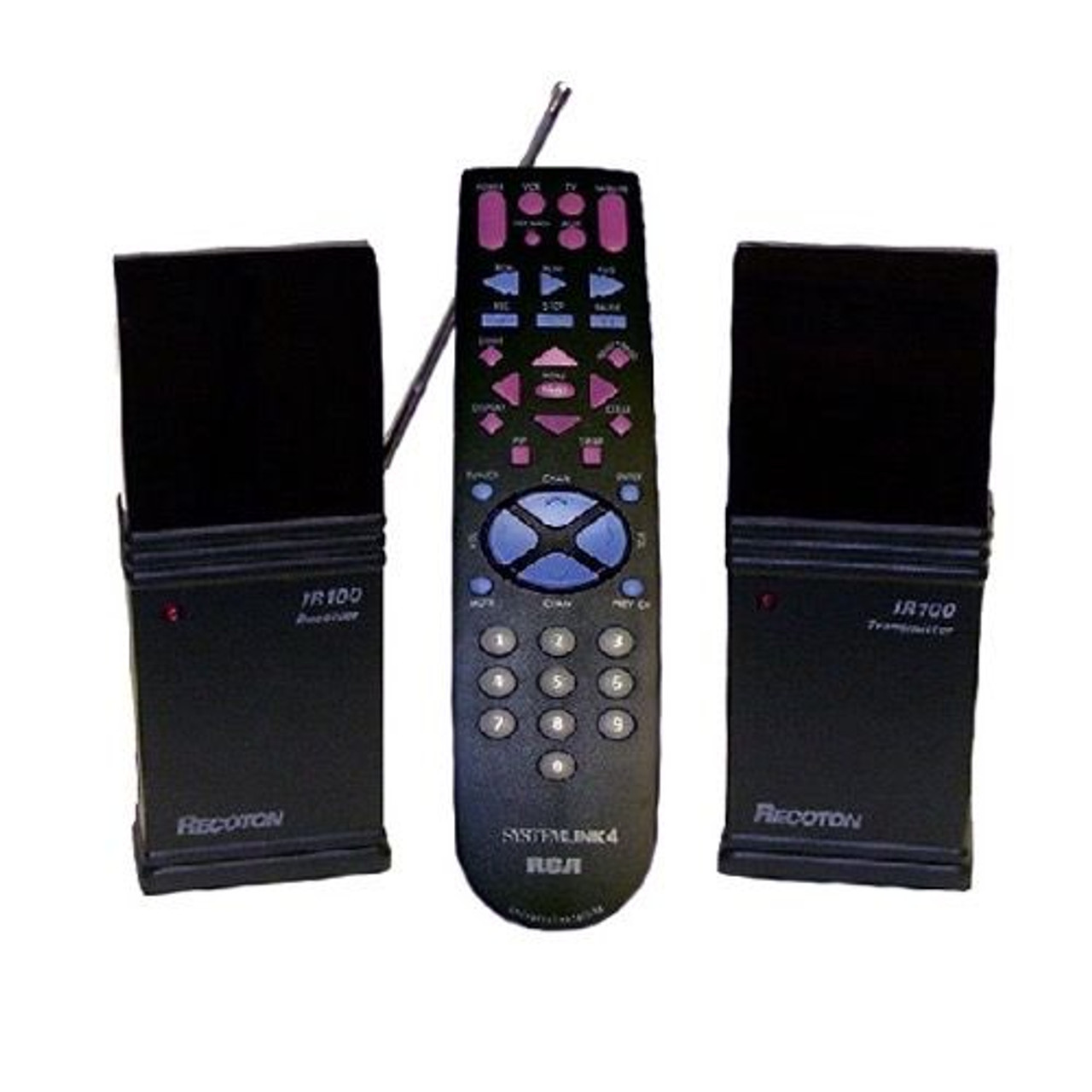 Wireless Remote Control Extender and Universal 4 Device Remote Control RCA Systemlink 4 Remote TV System Control, Remote Range RF Frequency 418 MHz, Part # WIRRCA