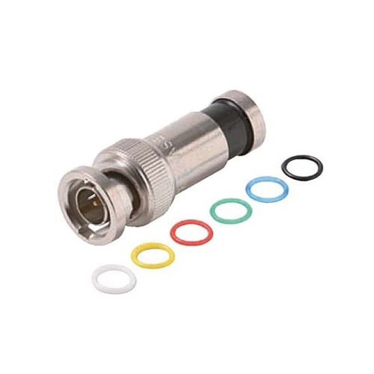 Steren 200-167 BNC RG6 Compression Connector with Color Bands BNC to F Coax RG-6 Plug Male Snap-N-Seal Adapter, RF Digital Audio Video Component, PermaSeal Commercial Grade, Multi-Color ID Rings