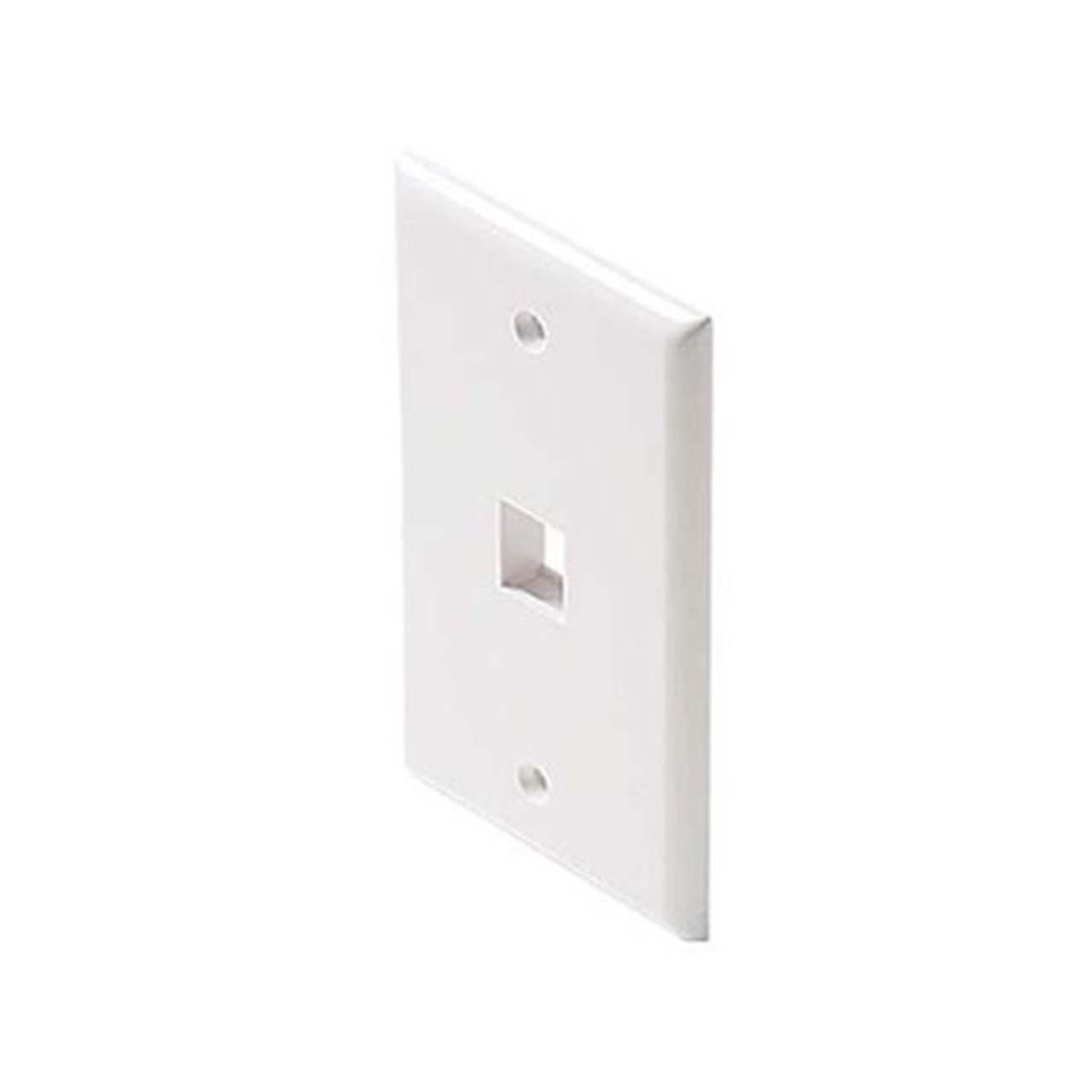 Eagle 1 Port Keystone Wall Plate White Single Cavity QuickPort Flush Mount, Easy Audio Video Data Junction Component Snap-In Insert Connection