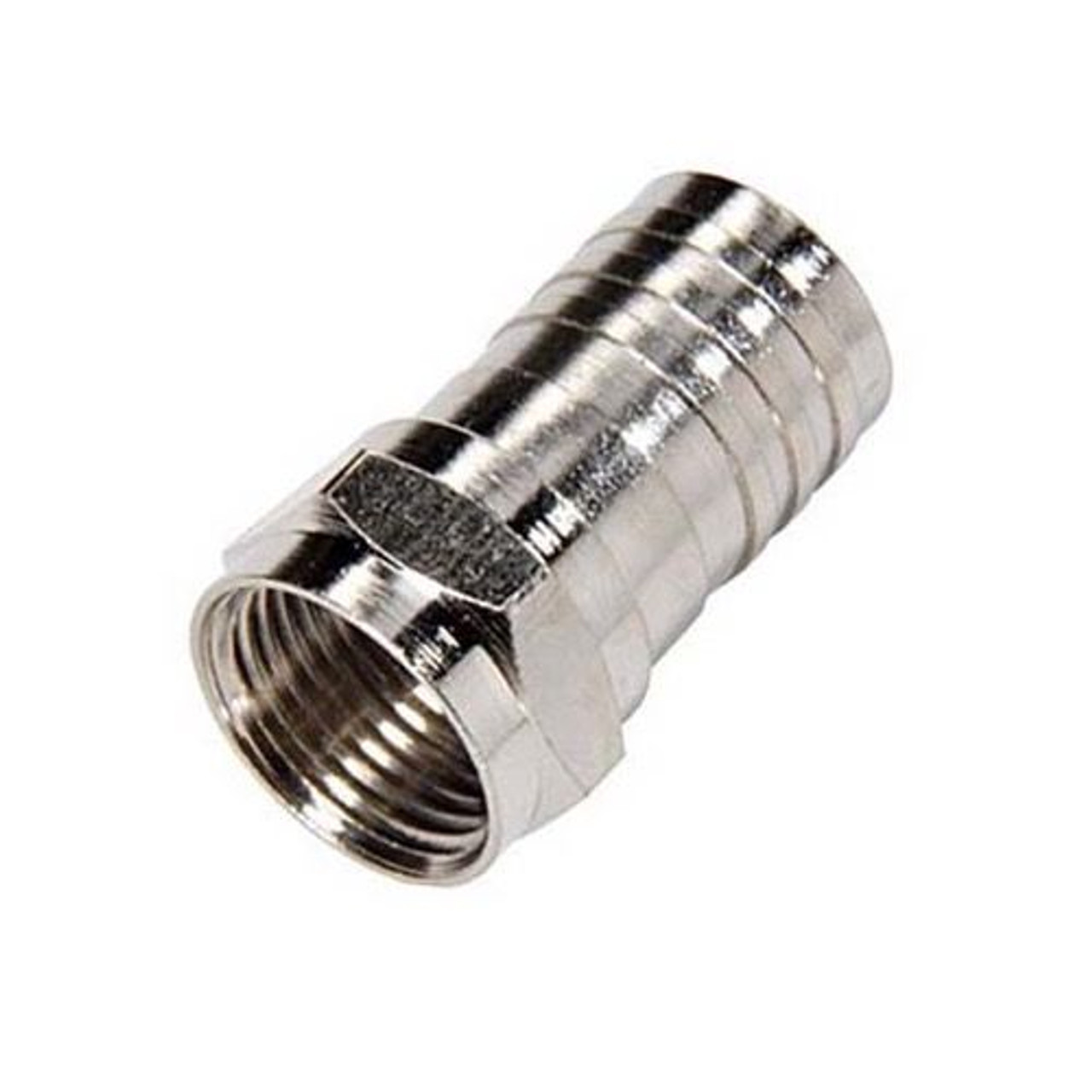 Channel Master RG6 Crimp-On Coaxial Cable F Connector 1 Pack Single RG-6 Coax Cable Hex Crimp End Connector with Attached Crimp Ring, Part # 7161
