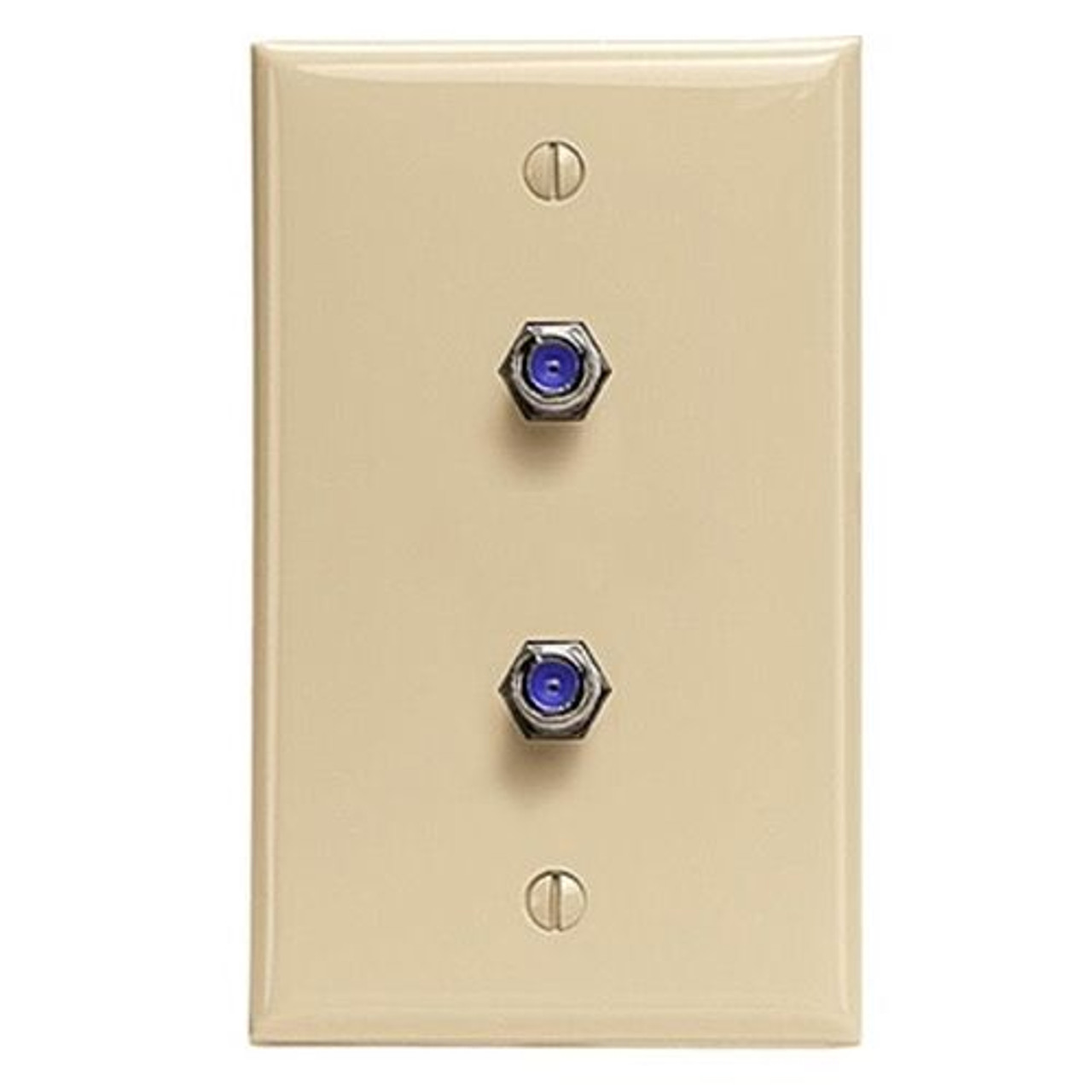 Eagle Dual F Type Wall Plate Ivory 3 GHz F-81 Coaxial Cable Video Connection Eagle Aspen Duplex TV Antenna Signal Flush Mount with 75 Ohm Barrel Plug Jacks