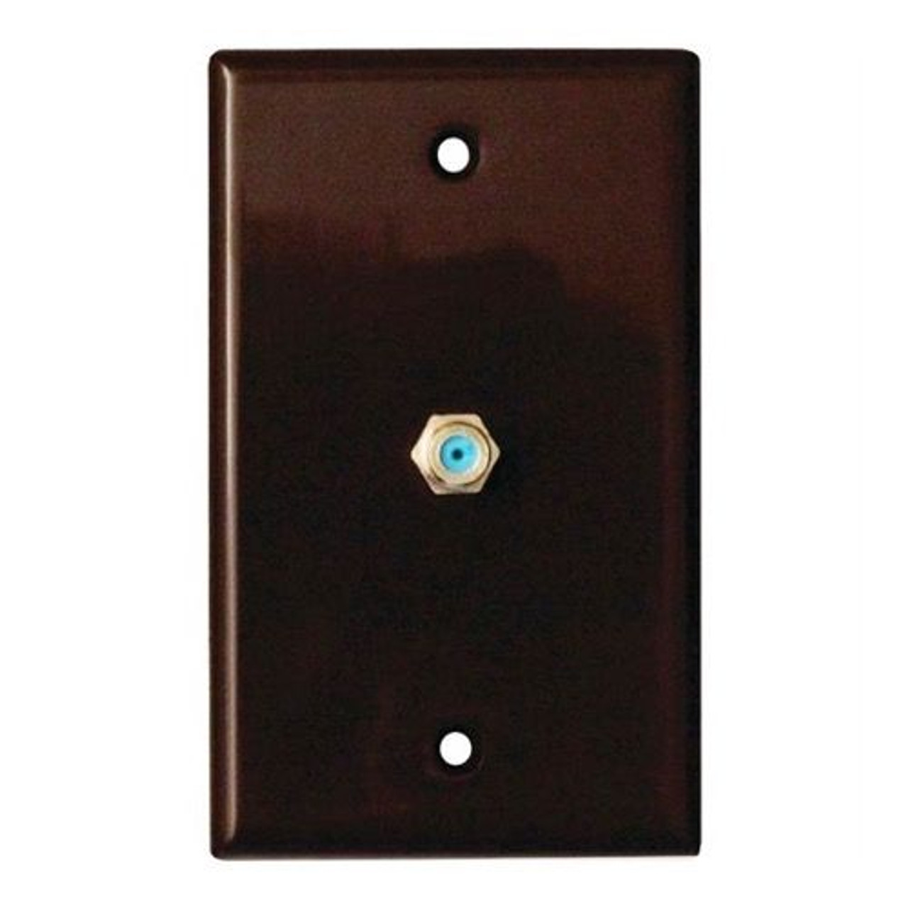 Eagle F Type Wall Plate F-81 Brown 3 GHz Coaxial High Frequency Video Brown High Frequency Satellite F81 Coaxial Cable Video Connection TV Antenna Signal Flush Mount with 75 Ohm Barrel Plug HF Jack, Part # DTVWP-81WB