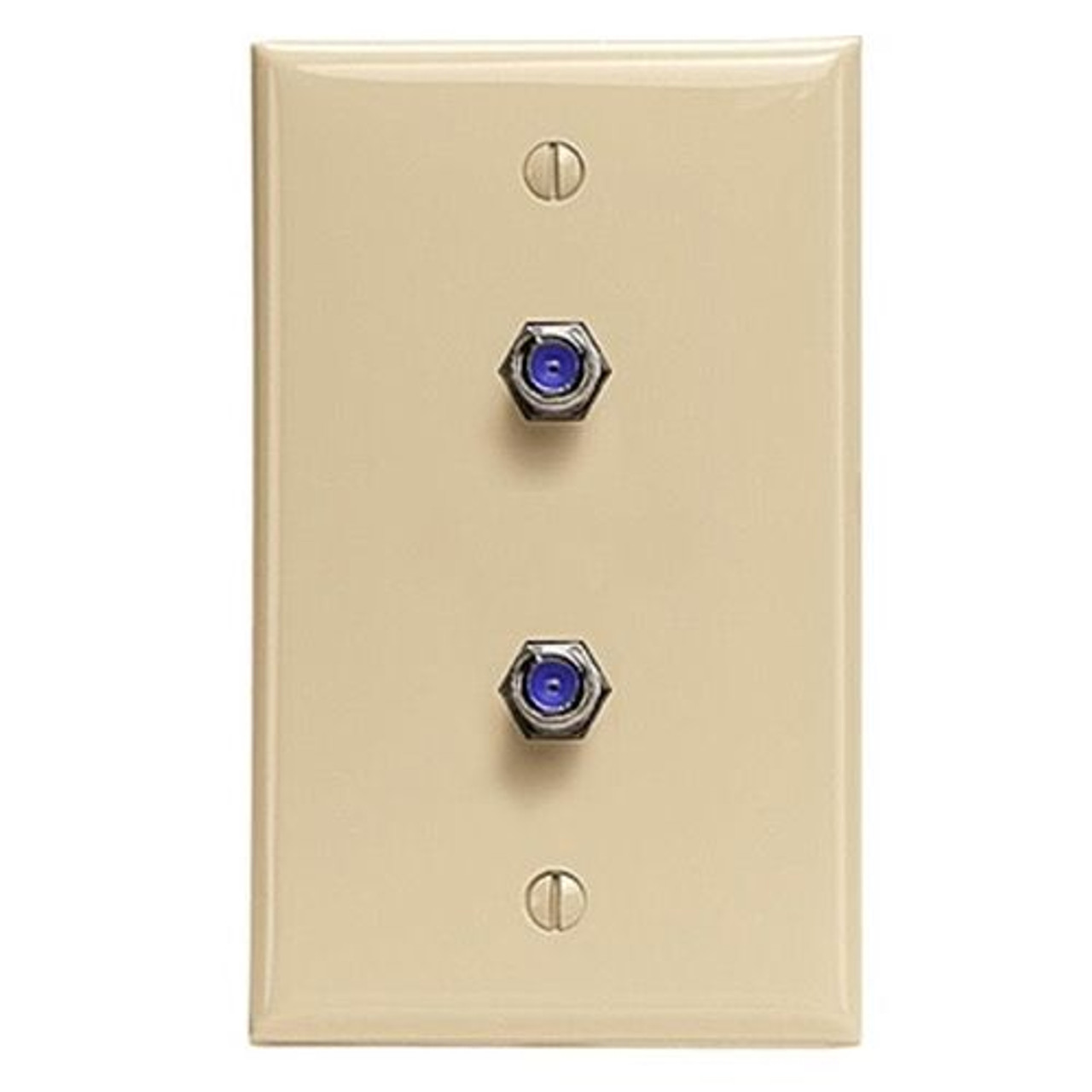 Eagle Aspen DTVWP-81Di Wall Plate Dual F Ivory 3 GHz F-81 Satellite High Frequency Satellite F-81 Coaxial Cable Video Connection Eagle Aspen Duplex TV Antenna Signal Flush Mount with 75 Ohm Barrel Plug Jacks