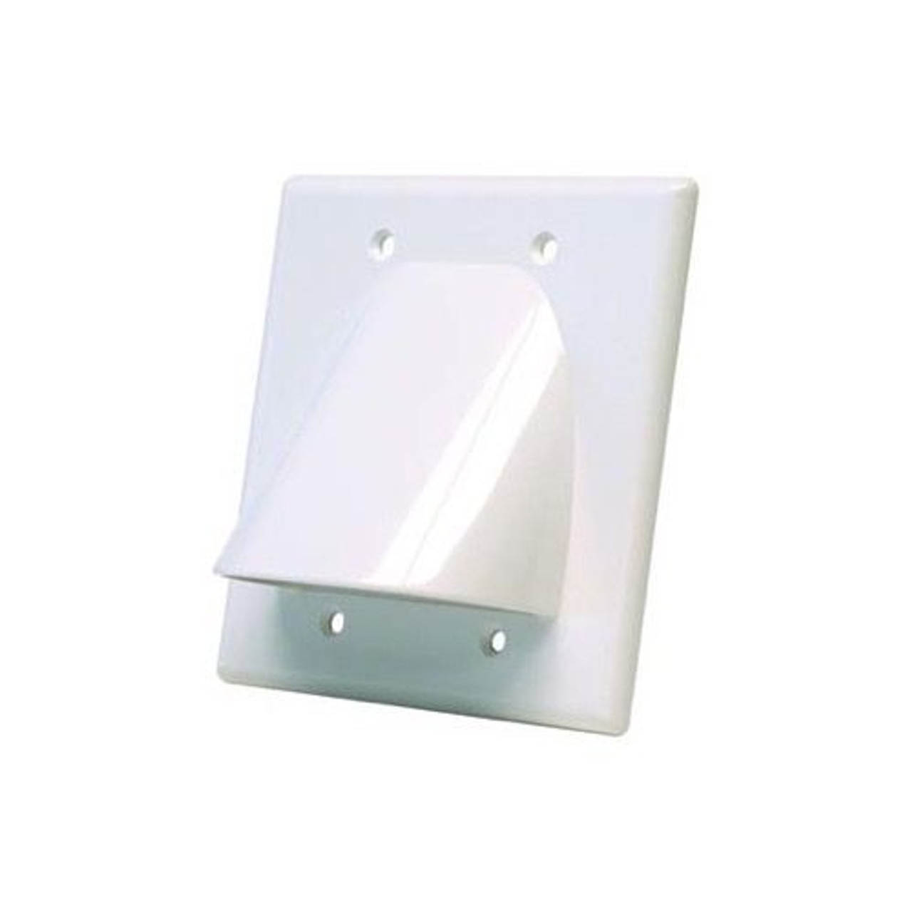 Vanco WPBW2WX Dual Gang Bulk Cable Wall Plate White (2) Gang Relaxed Satellite Ribbon 2 Gang Face Plate Flush Mount, Audio Video Data Junction, Part # WPBW2WX