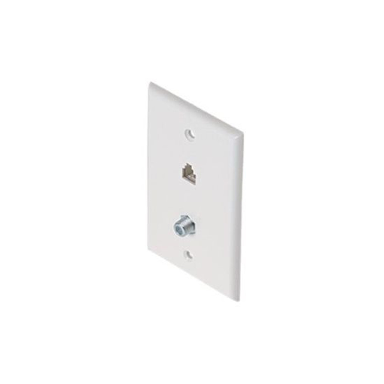 Eagle Aspen 3 GHz Wall Plate with F-81 Connector Phone Jack Modular 6P4C White DTVWP-91W Coax RJ11 Connector Combo Telephone Jack TV Antenna Video Coaxial Cable Connectors, Part # DTV-WP91-W