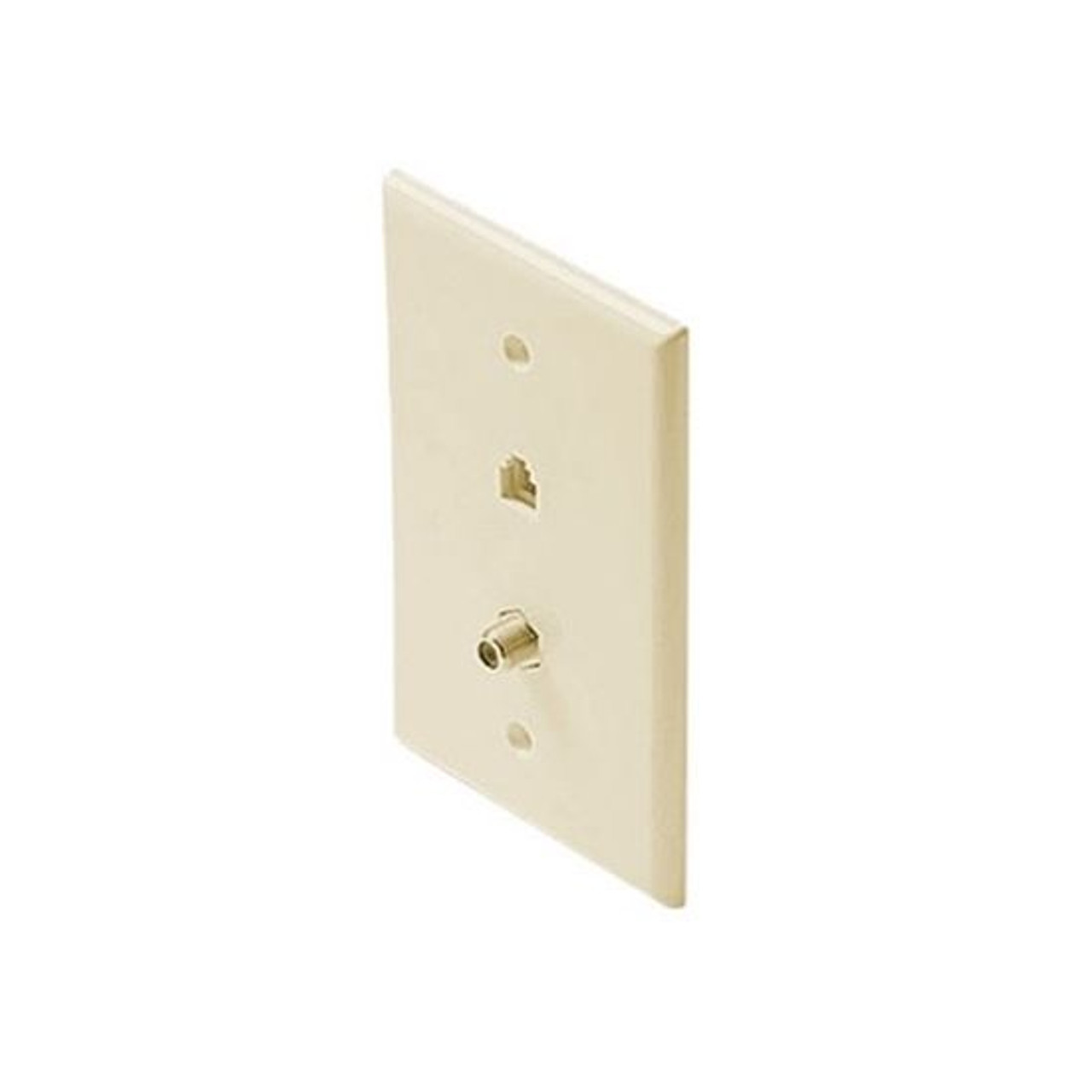 Philips USA Telephone F Type Wall Plate Ivory RJ11 Combo Modular Coaxial Video Gold F-81 PH61036 Phone Combination Wall Plate