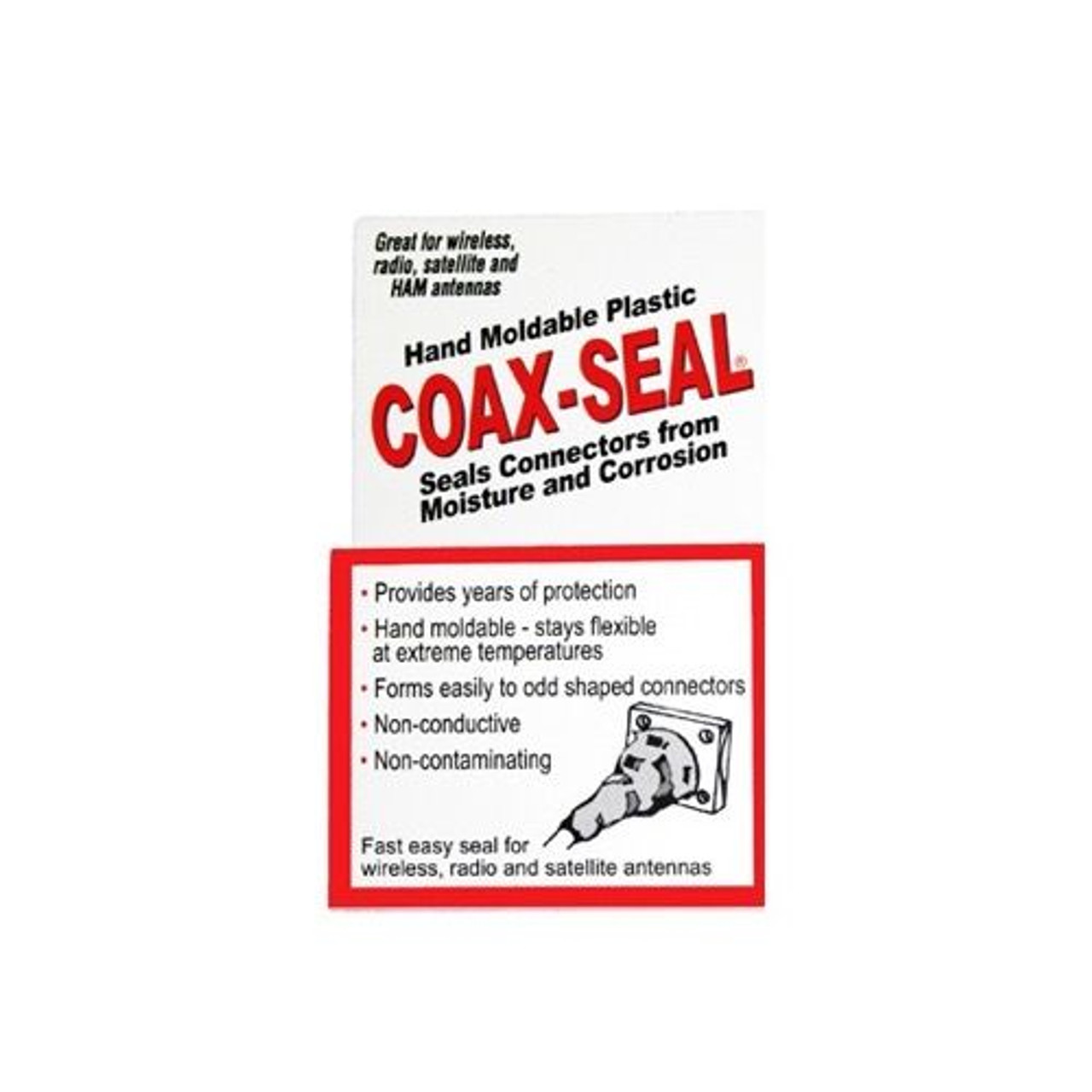 Coax Seal # 104 Coax Sealant Tape for Fittings Hand Moldable Plastic 60" Long Single Roll Seals Coax Fittings 1/2" Wide 3/32" Inch Thick Sealant Tape Universal Waterproof Non-Conducting Roll Wire Wrap