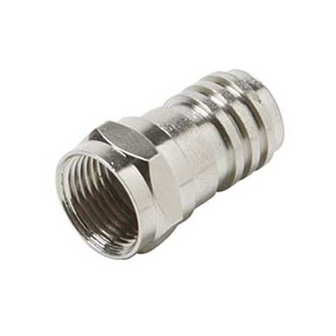 Steren 200-030-25 Crimp-On F Connector RG59 Nickel Plated Construction 25 Pack Single RG-59 Coaxial Cable F Connector Coax Cable Hex Crimp End Connector with Attached Crimp Ring, Part # 200030-25