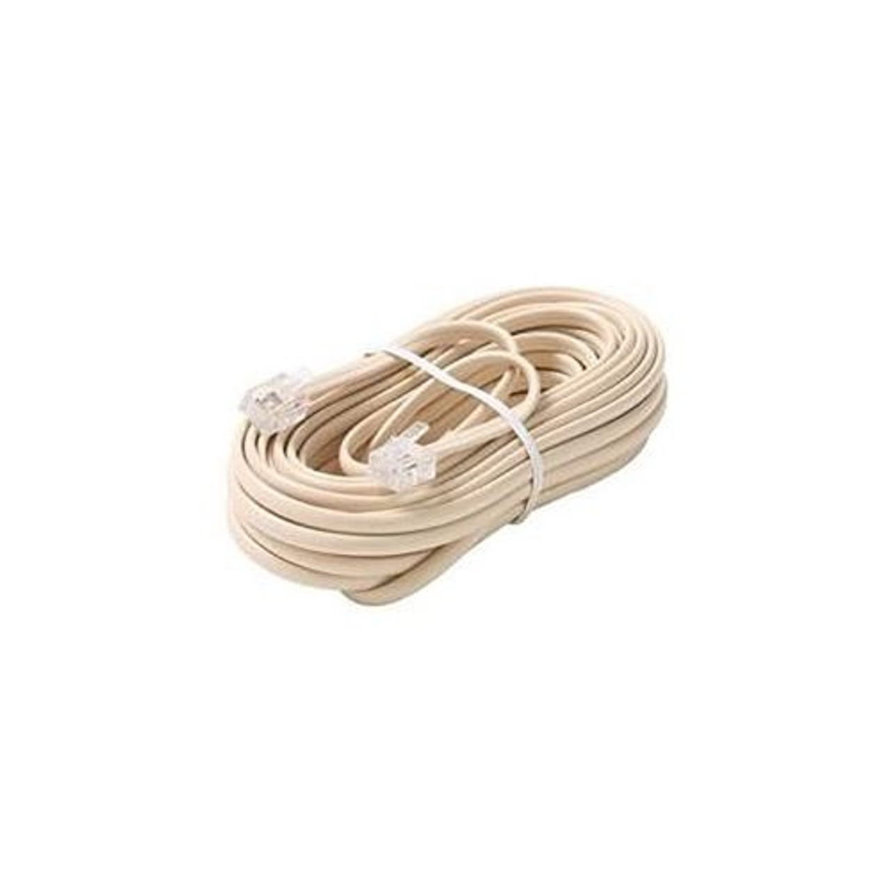Eagle 25 FT Phone RJ11 Cord Ivory 4 Conductor Modular Plug Flat Telephone Line Modular RJ11 Phone Connect Ivory RJ-11 Communication Wire Extension Cable with Snap-In Wall