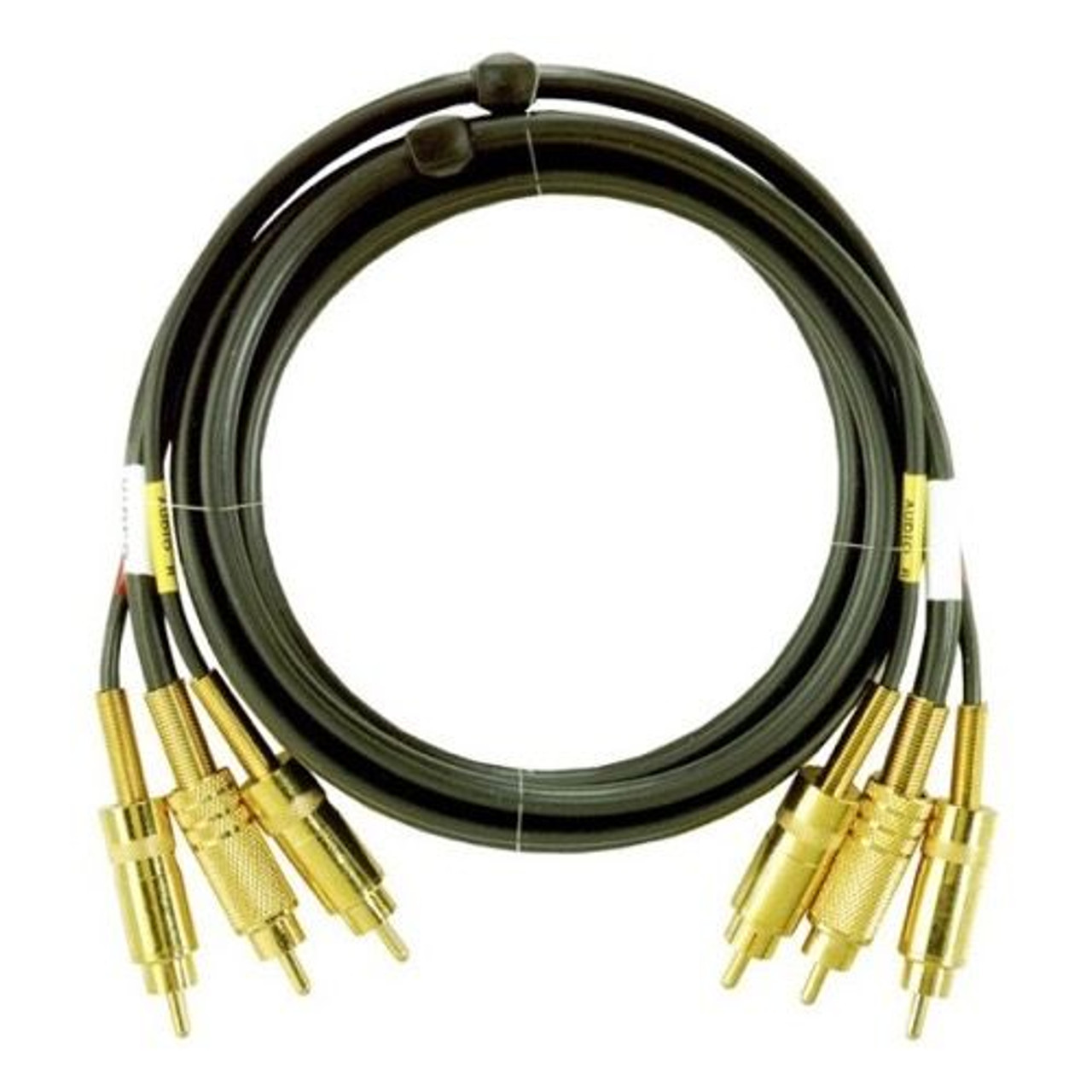 Eagle 6' FT RCA 3 Male Cable Composite Stereo High Grade Gold Plate Video Audio Cable Spring Loaded Connection RCA Cable 3 Male Triple Head 6 Foot AV Dubbing Cable, Studio Grade