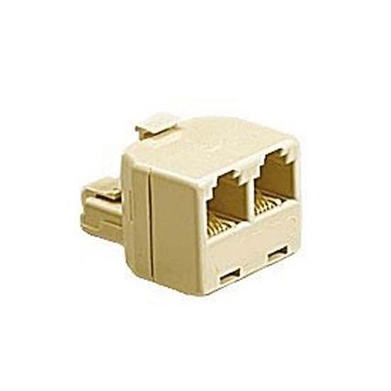 Steren 300-024IV Telephone Tee Adapter Ivory RJ11 Male to 2 RJ-11 Female Modular Splitter Line 2 Way Dual Jack Plug Audio Data Signal Cable Connector Outlet Snap-In Component, Part # 300024-IV