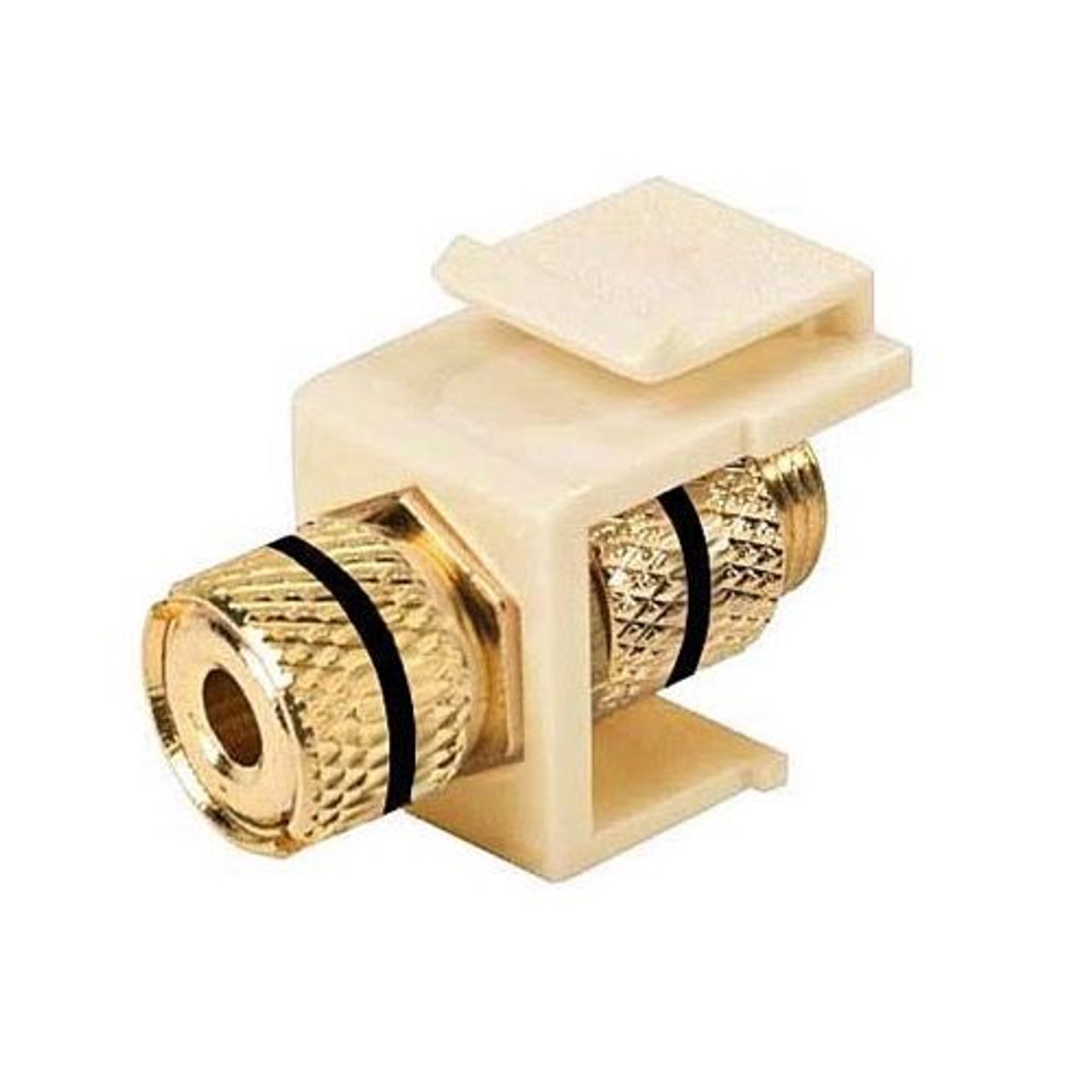 Eagle Banana Speaker Binding Post Keystone Jack Insert Ivory Black Band Female to Female 5-Way Single Banana Jack Connector Gold QuickPort Signal Component Snap-In Wall