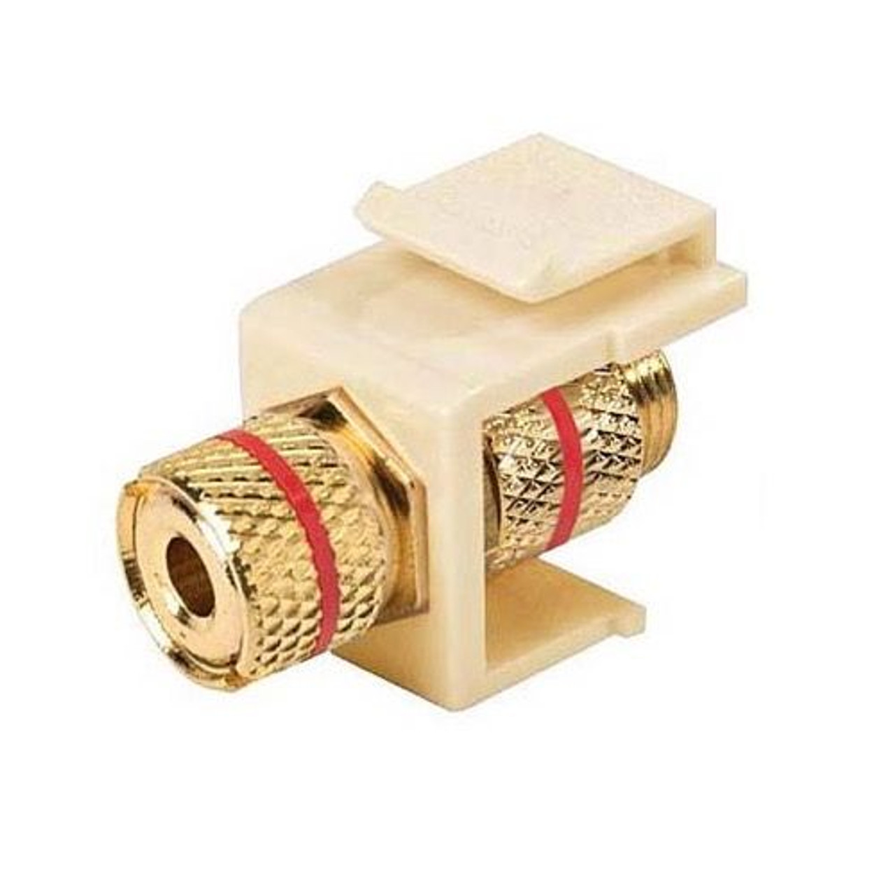 Eagle Banana Speaker Binding Post Keystone Jack Insert Ivory 5-Way Female Red Band Banana Jack Connector Gold QuickPort Signal Component Snap-In Wall Plate Module