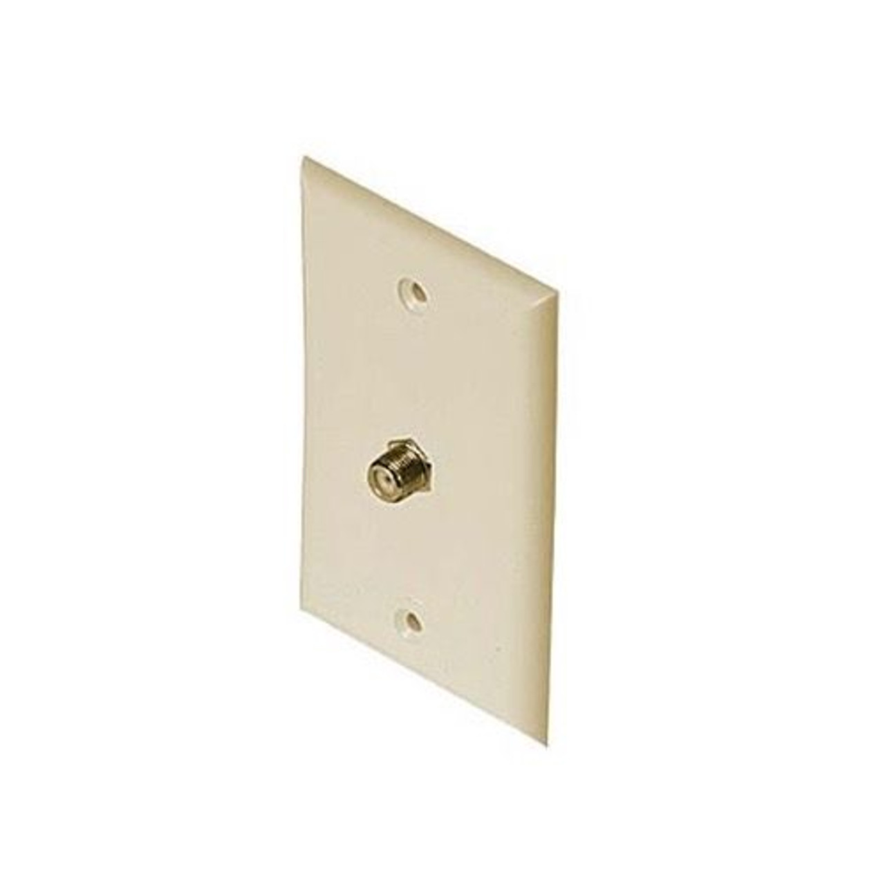 Leviton C5256 Ivory F-81 Wall Plate Single Gang Coax Cable 1 Pack Video Cable 75 Ohm Antenna Outlet Plug Connector Flush Mount Cover, Contractor Pack, Part # C5256I