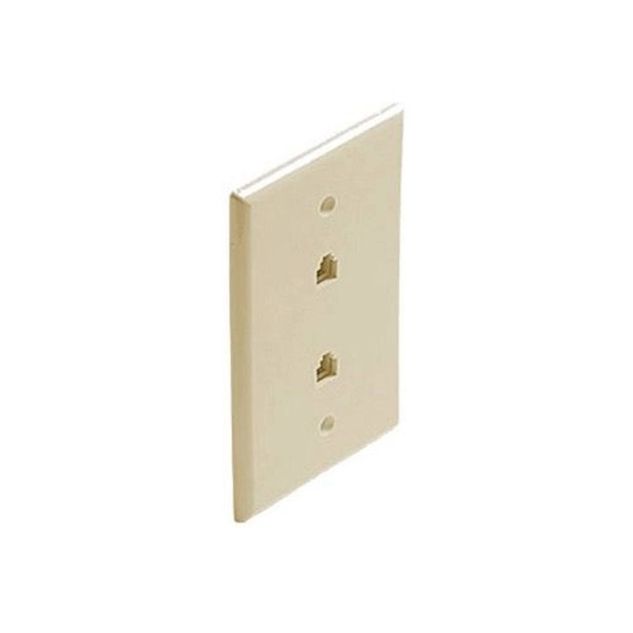 RCA TP6253 Wall Plate Dual Phone Jack Ivory 6 Wire 6P6C RJ12 Conductor 2 Outlet Flush Mount Modular RJ-12 Telephone Data Line Audio Signal Double Plug Cover, Part # TP-6253