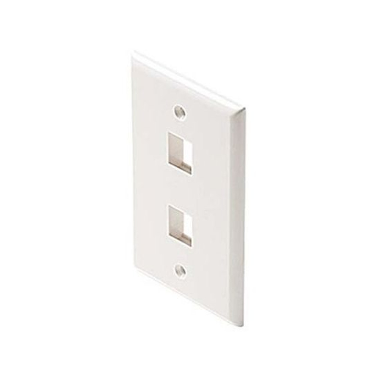 Eagle Two Port Keystone Wall Plate White 2 Cavity Single Gang Flush Mount Audio Video Single Gang QuickPort Easy Audio Video Data Junction Snap-In Insert Connection