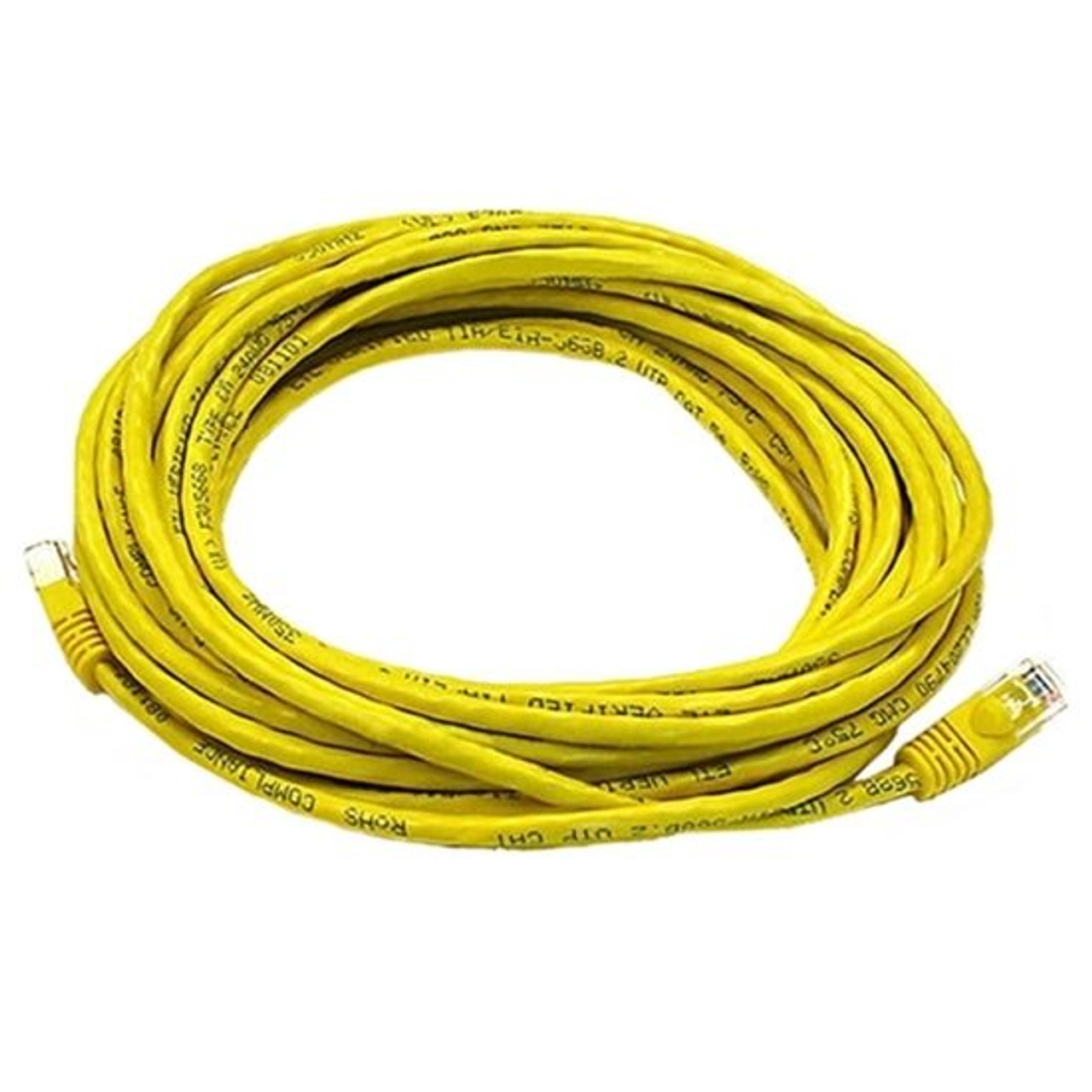 Eagle 1' FT CAT5e Patch Cord Cable Yellow RJ45 Snagless 350 MHz Flush Molded Booted RJ-45 Network Snagless 24 AWG Copper Stranded Male to Male Ethernet Data Computer Gaming Jumper