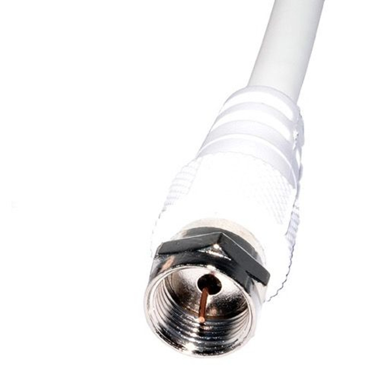 Eagle 50' FT RG59 Coaxial Cable White With F Connector Each End Coaxial Cable with Molded Ends Jumper Audio Video Signal Component Shielded TV, Part # M-61209