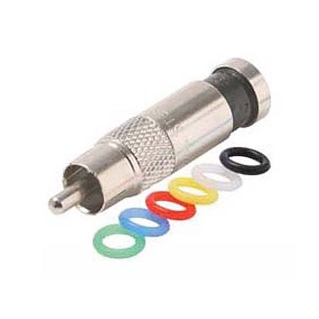 Steren 200-065 RCA Compression Connector RG59 Male Perma-Seal with Multi Color Bands RCA RG59 Coaxial Anti Corrosion Nickel Plated AV Plug RG-59 Signal Component Replacement Plugs, 1 Pack, Part # 200065