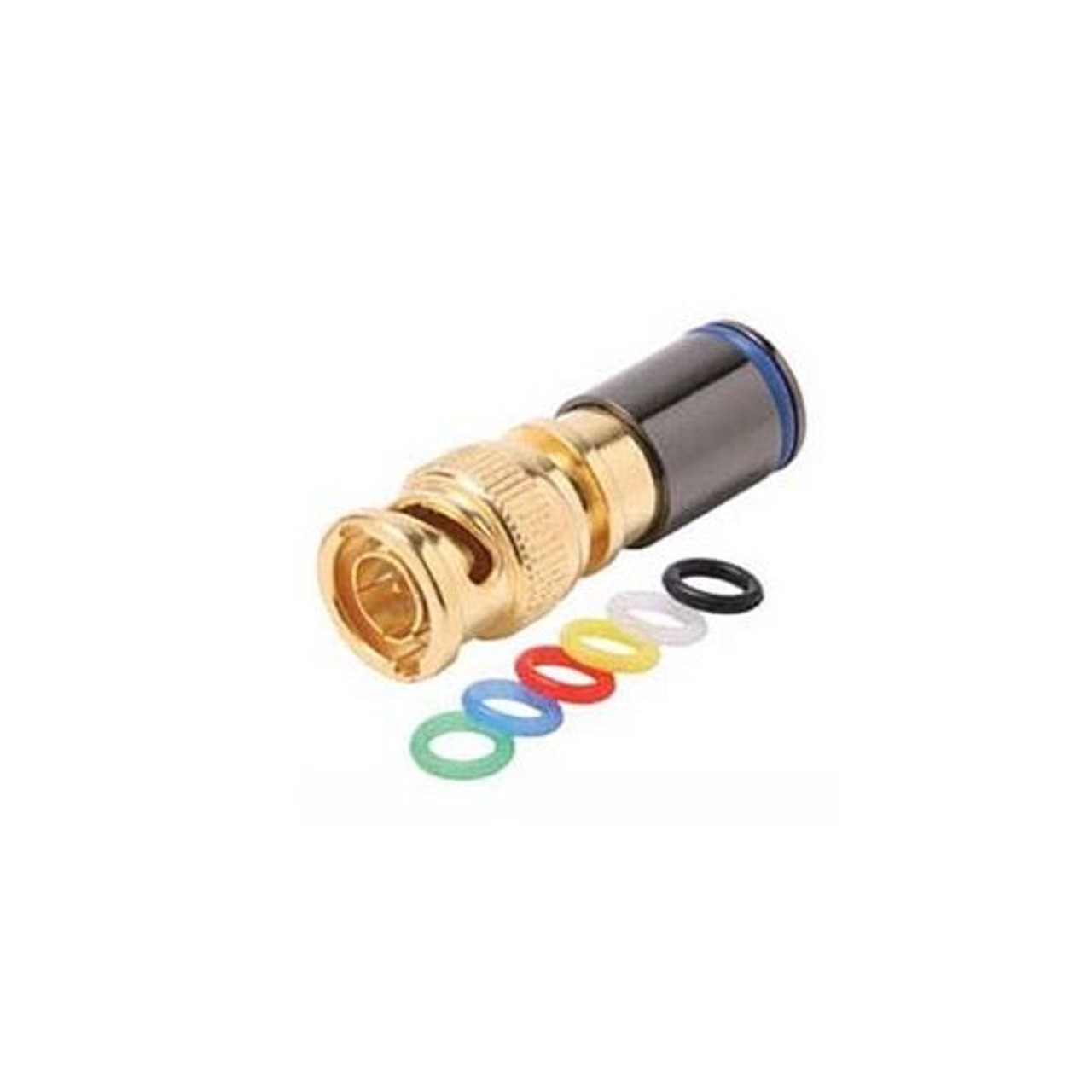 Steren 200-088 BNC Quad Compression Connector RG-6 Gold Plate with 6 Color Bands Permaseal II Coaxial Cable Snap-On Line Plug Adapter, RF Digital Audio Video RG6 Component Connection, Part # 200088