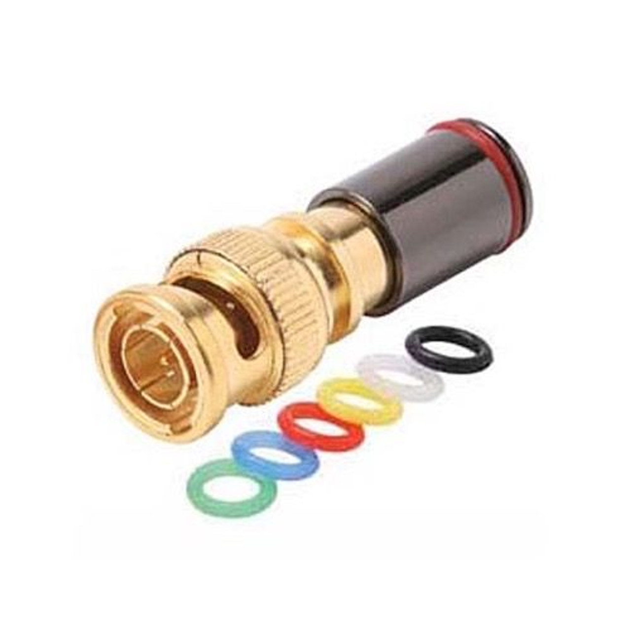 Steren 200-084 RG-59 BNC Compression Connector Gold Plated with 6 Color Bands Permaseal II Coaxial Cable Snap-On Line Plug Adapter, RF Digital Audio Video RG59 Component Connection, Part # 200084