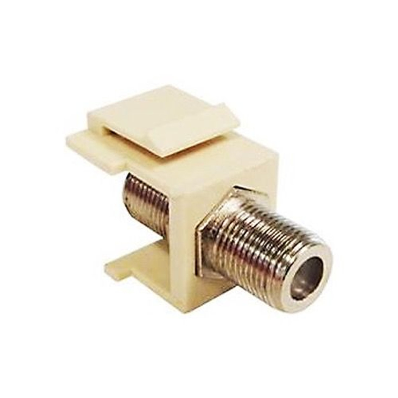 Channel Master High Frequency F to F Keystone 3 GHz Insert Ivory Single F81 Jack Snap-In QuickPort 75 Ohm Coax Video Cable TV Signal Plug Wall Plate Module Component Connector, Part # AF813GSI