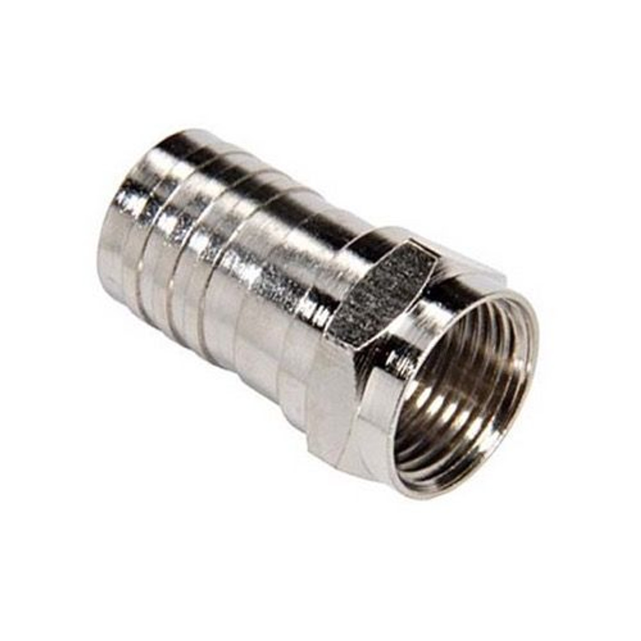 Eagle Aspen RG6 F-Connector Crimp-On Type Coaxial Cable F Series Long Barrel RG-6 Hex Connector Nickel Plated 1 Pack Bulk TV Antenna Audio Video Signal Coaxial Plugs