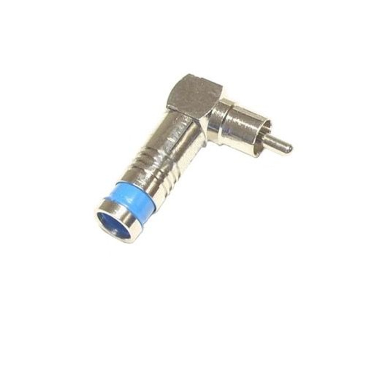 Vanco RCA RG6 Quad Shield Compression Connector Right Angle 90 Degree Permaseal Coaxial Cable Male Adapter F to RCA 1 Pack Stereo Cable Connector Audio Video Hook-Up