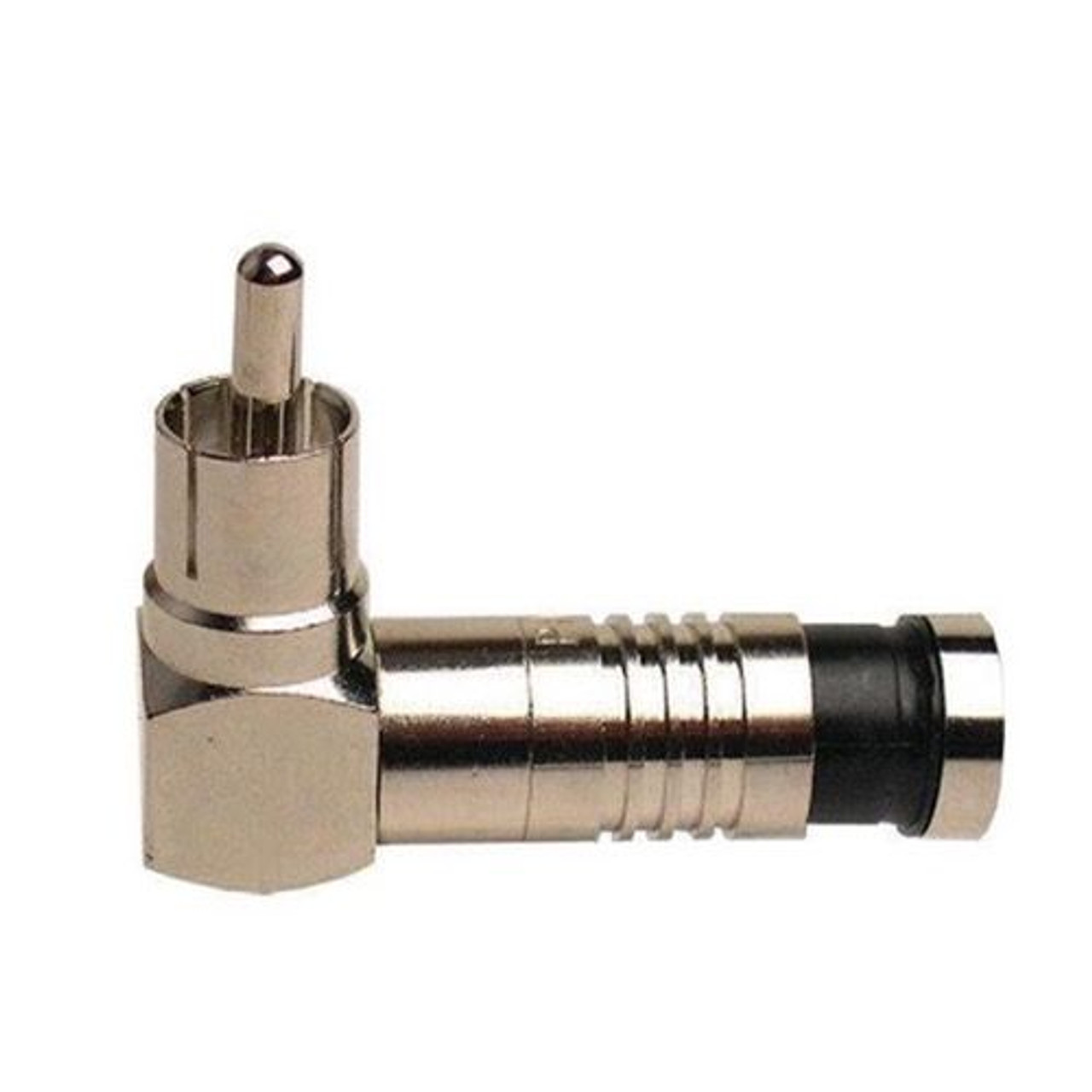 Vanco RCA RG6 Compression Connector Right Angle Male 90 Degree Permaseal Coaxial Cable Adapter F to RCA 1 Pack Stereo Cable Connector Audio Video Hook-Up