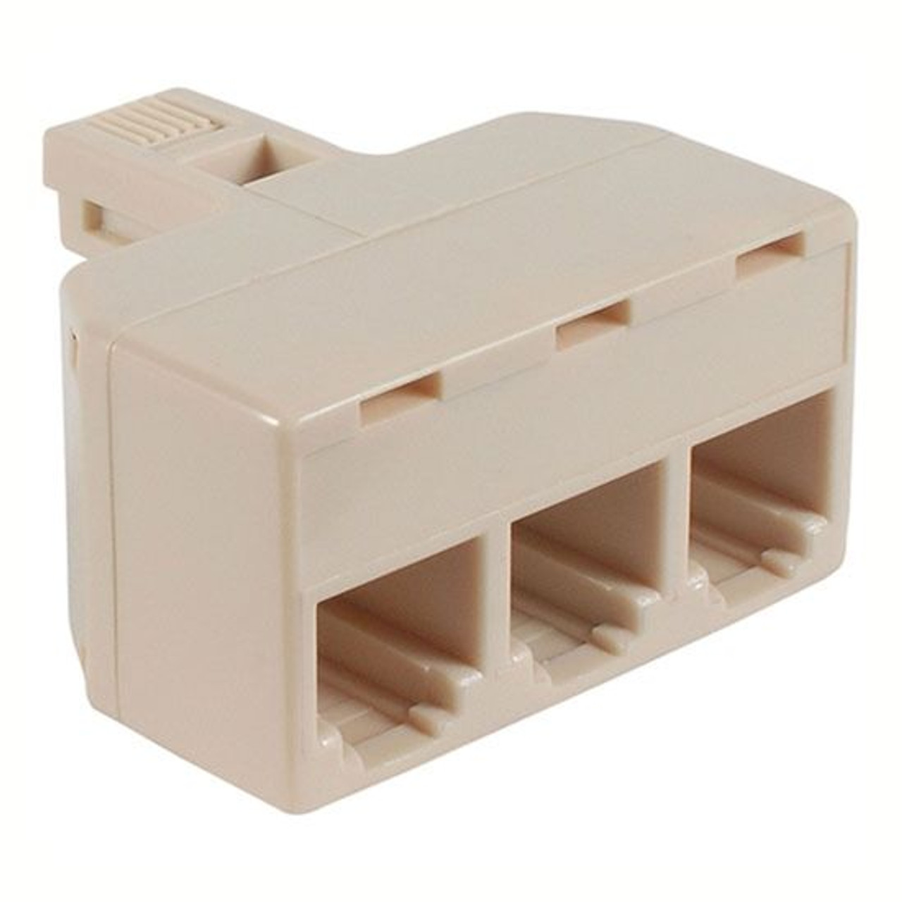 Steren 300-124IV 3 Way Jack Telephone Modular Ivory TEE 4-Conductor RJ11 3-Jack 1-Plug Adapter Phone Wall Divider Line Cord Splitter Data Signal Cable Triple Connector Outlet Snap-In Component